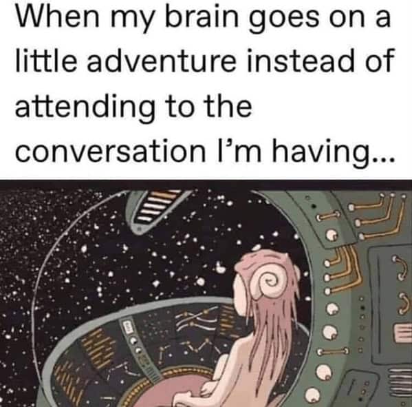 Drawing of a girl piloting a spaceship through outer space, looking contemplative.