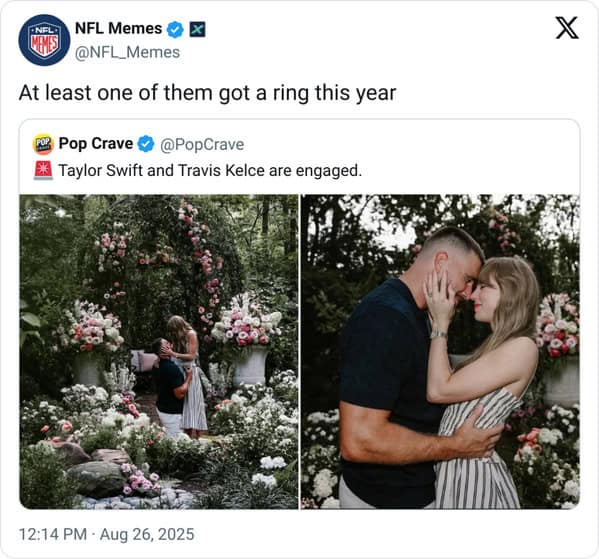 Side-by-side garden photos of a couple embracing among roses.