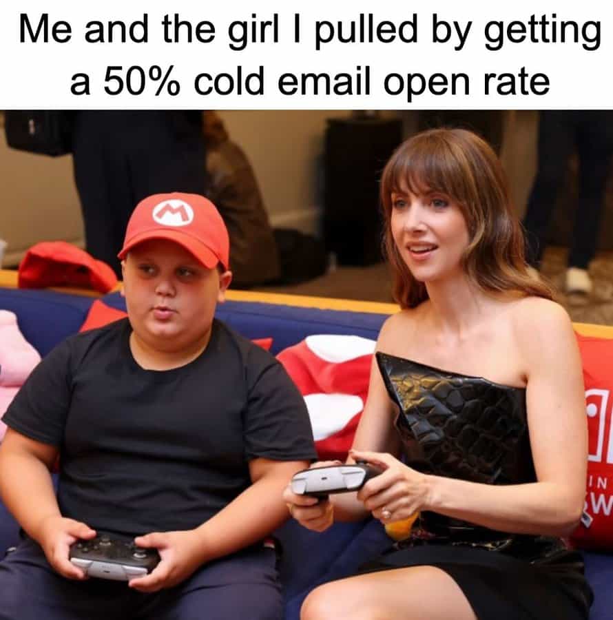 Meme about getting girls with cold email open rates