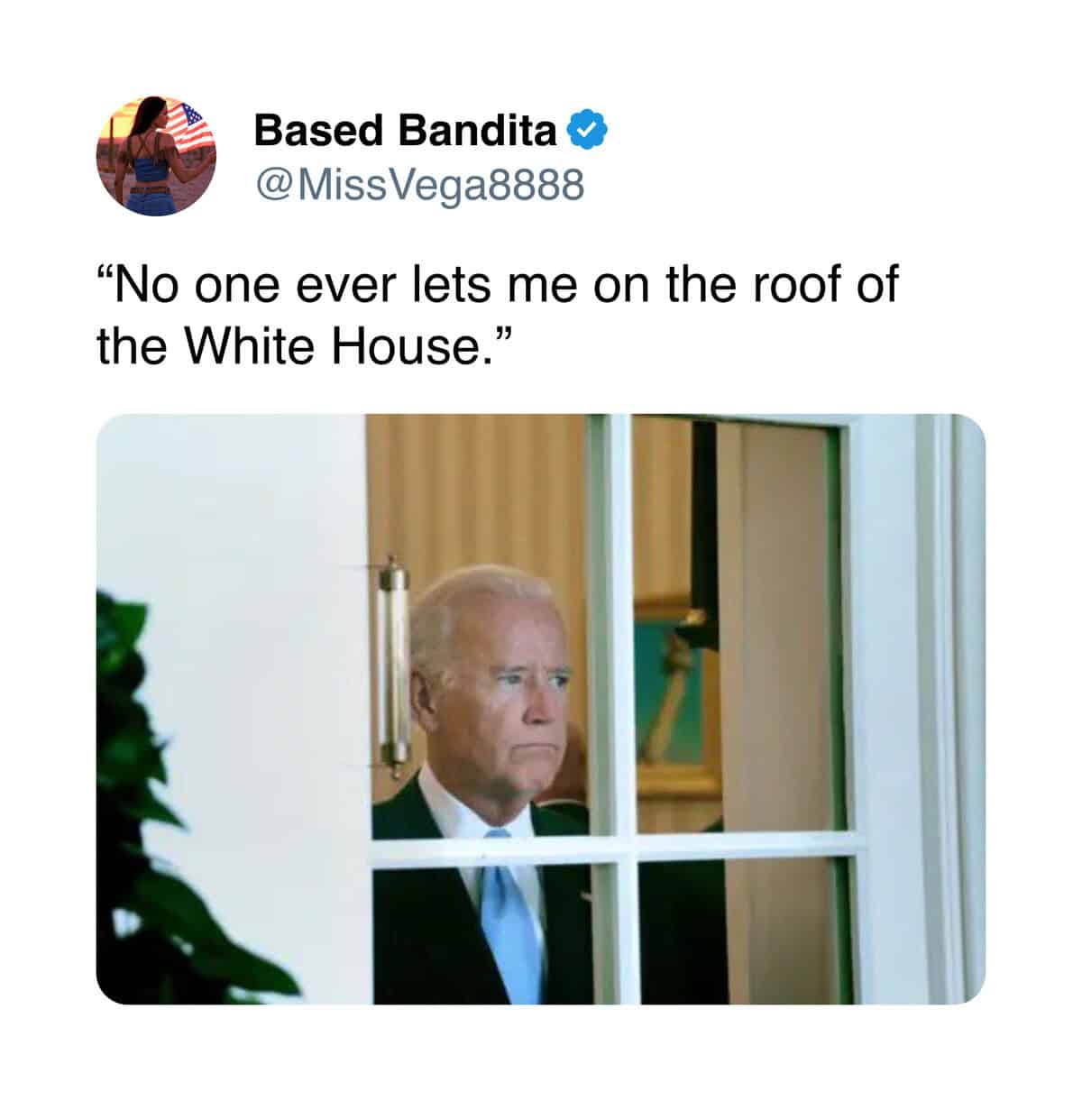 Trump White House roof meme featuring a rooftop helicopter escape gag.