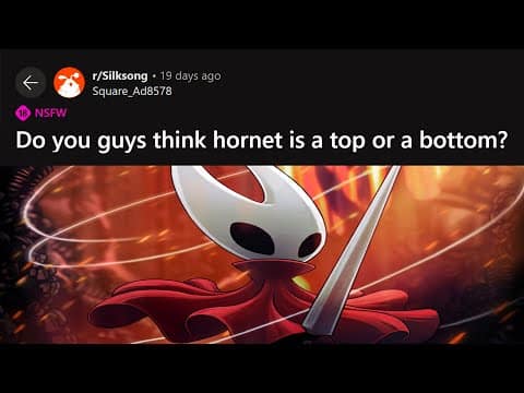 Screenshot Silksong meme showing an r/Silksong post over Hornet art asking if Hornet is “top or bottom.”
