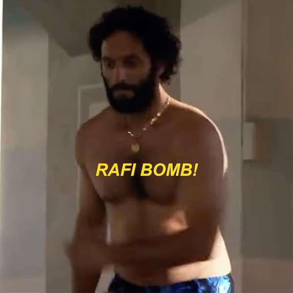 The iconic "Rafi Bomb!" quote and entrance, one of Rafi's most famous signature moves from the show "The League."
