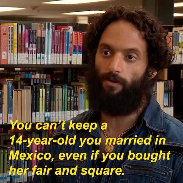 A shocking and hilarious Rafi quote where he complains about the legal system and his 14-year-old wife from Mexico.