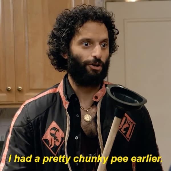 A disgusting but very funny Rafi quote where he overshares some very personal medical information while holding a plunger.