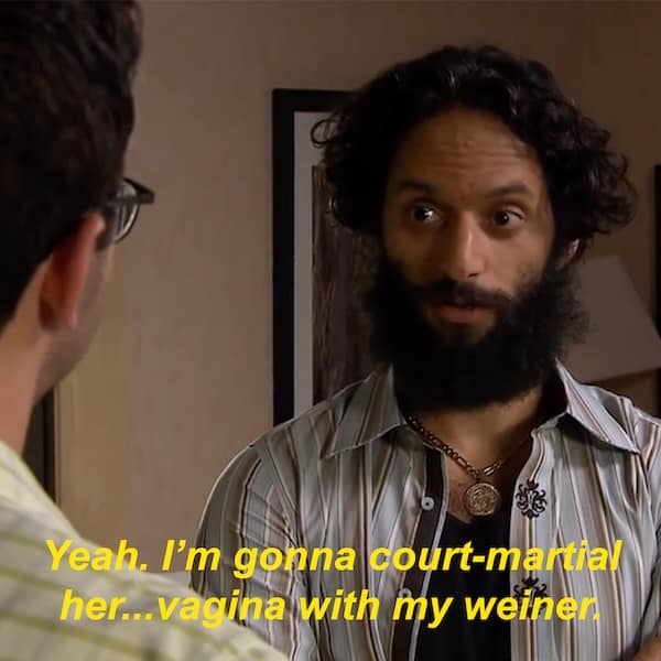 A very crude and funny Rafi quote where he makes a terrible and sexually explicit pun about a court-martial.