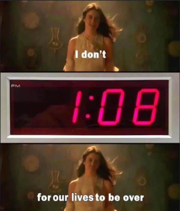 A classic meme using a clock to make a pun on the Paula Cole song lyric.