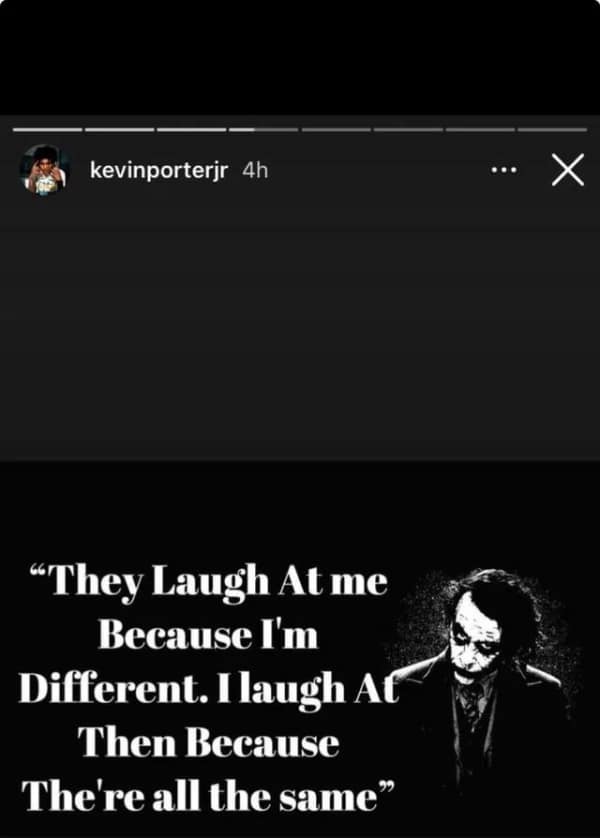 A cringey and popular meme of Heath Ledger's Joker with a quote about being different, which was shared on an Instagram story.