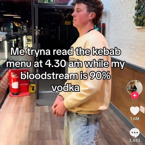 A funny and relatable meme about the universal struggle of ordering late-night food while being extremely drunk