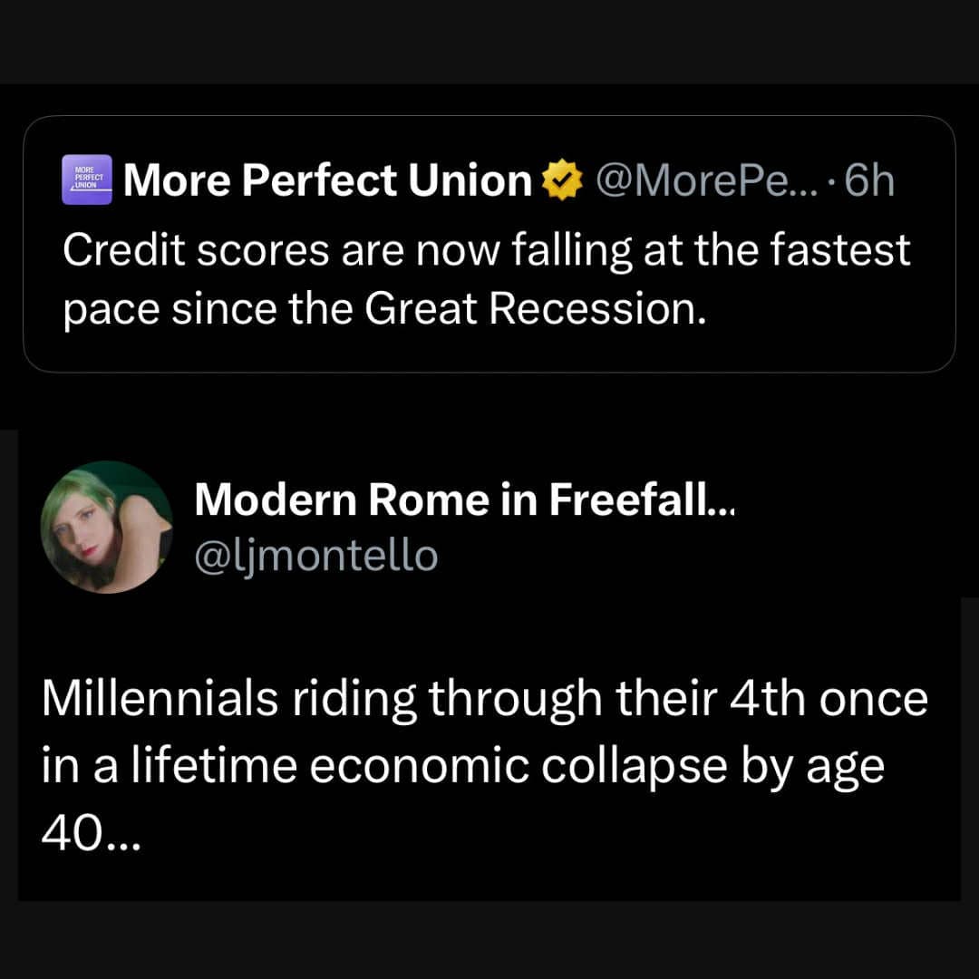 A funny meme for millennials about experiencing yet another "once in a lifetime" economic collapse before the age of 40.