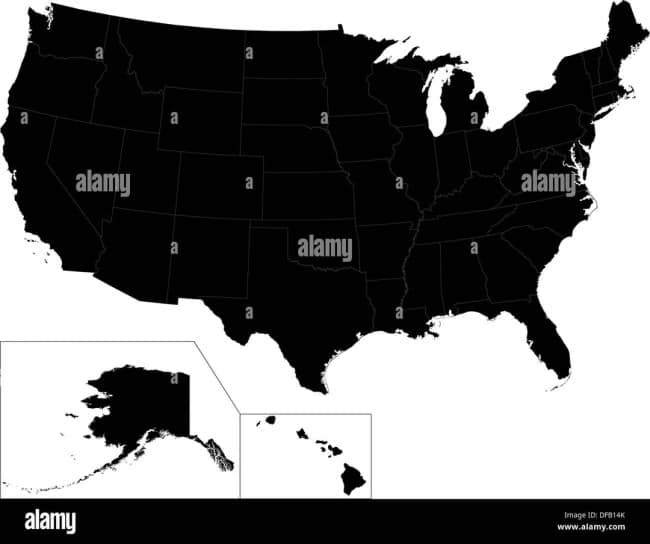 A blank map of the United States, often used as a template for making location-based hockey memes.
