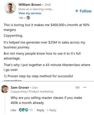 A screenshot of a hilarious parody of a LinkedIn influencer story where the interviewer for a job turns out to be the dog the man just saved.