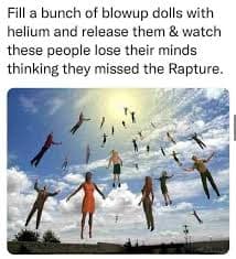 A Rapture 2025 meme suggesting a prank to make people think they missed the rapture.