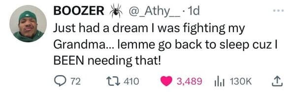 A funny sleep meme tweet about having a crazy dream and wanting to go back to it.