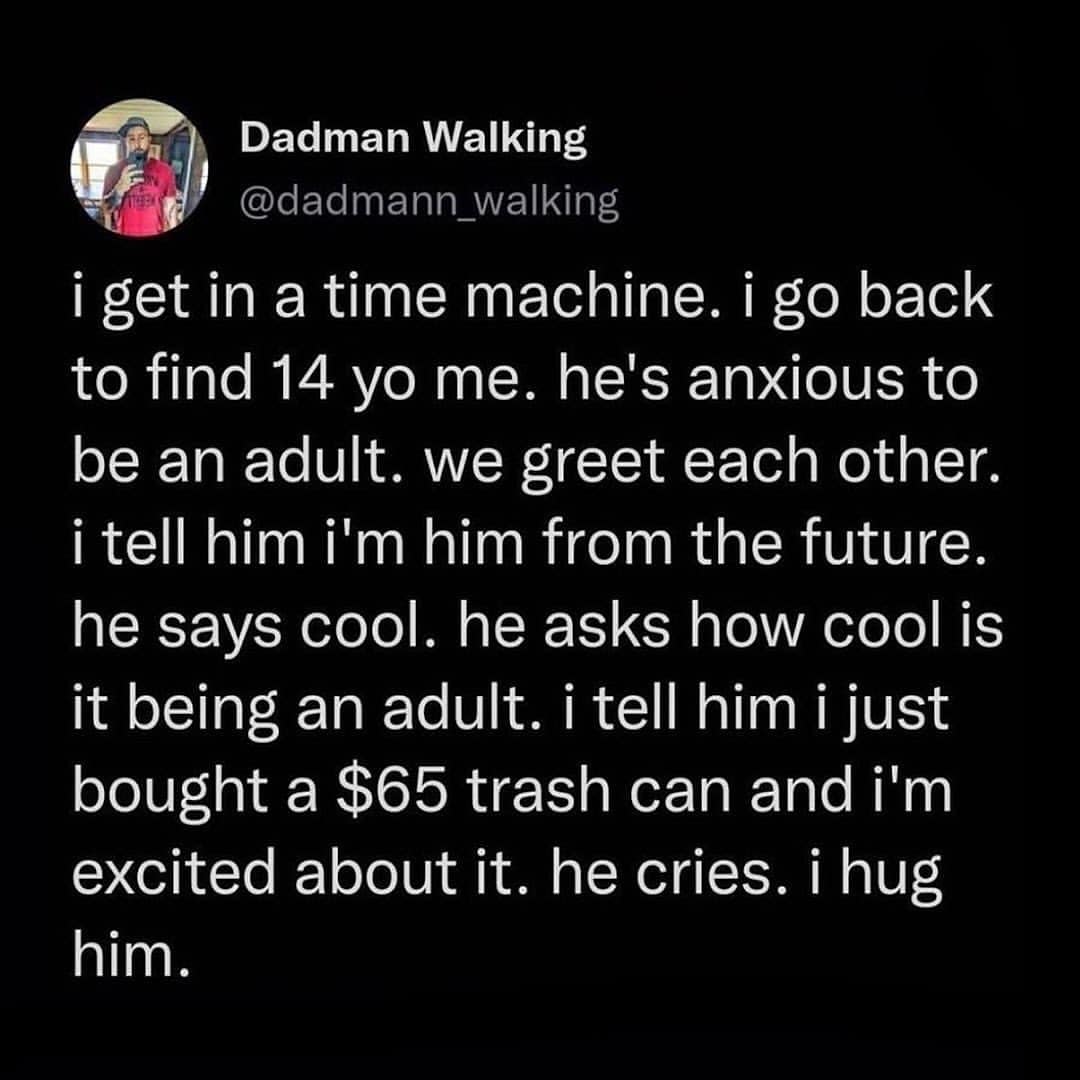 A funny and bittersweet story from a man who time-travels to disappoint his younger self with the boring reality of adulthood.