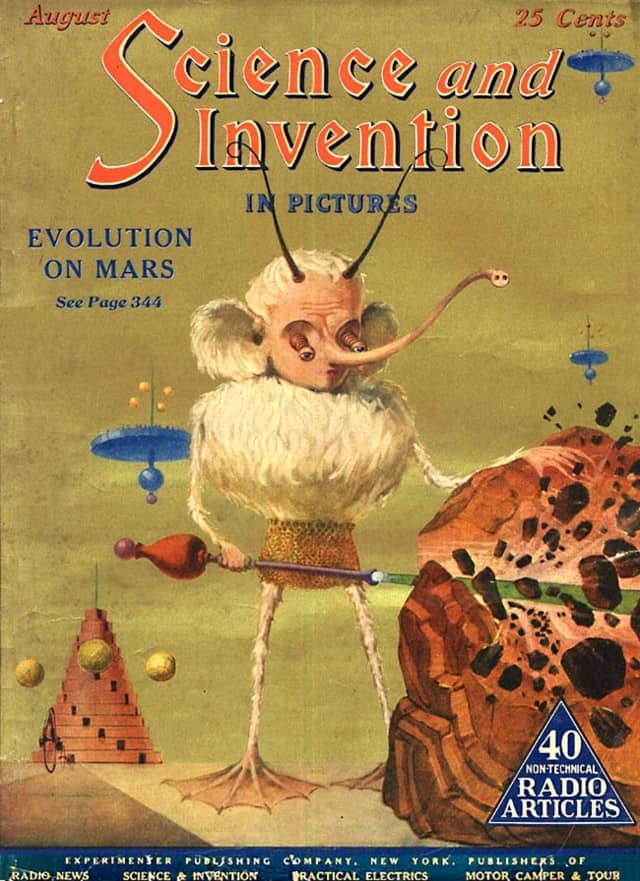 A bizarre 1920s prediction of the future showing a speculative illustration of life evolving on Mars.