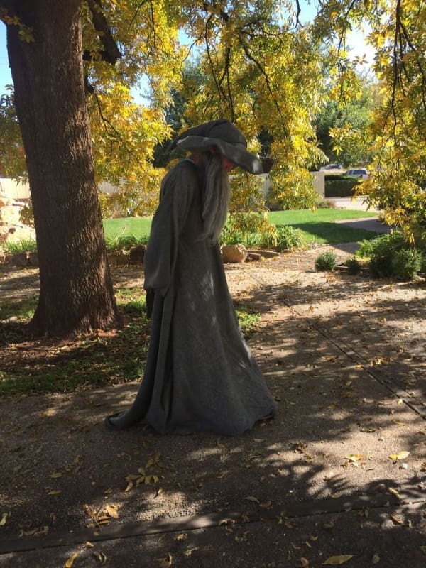 An impressive homemade Gandalf the Grey costume from Lord of the Rings, a great cosplay DIY win.