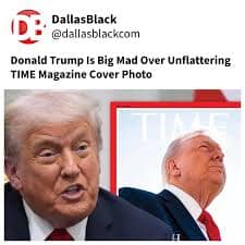 A news headline about Donald Trump being angry over the unflattering Trump Time Magazine cover photo.