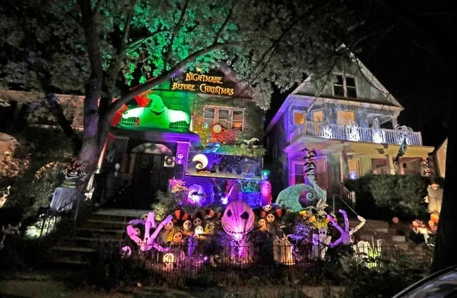 An amazing halloween house with epic halloween decorations inspired by The Nightmare Before Christmas