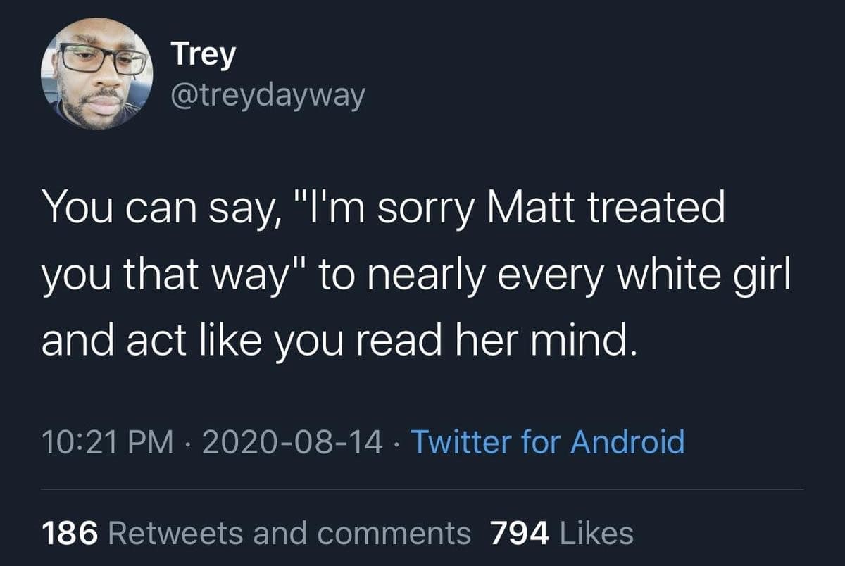 A classic meme of a viral tweet joking about a common name in bad relationship stories.
