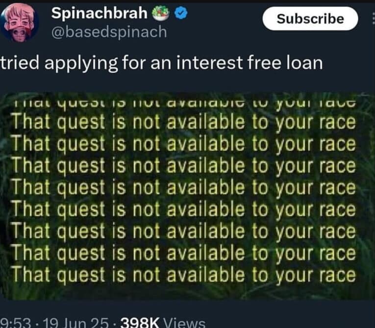 A funny old meme using a screenshot from World of Warcraft to describe the feeling of being rejected for a loan.