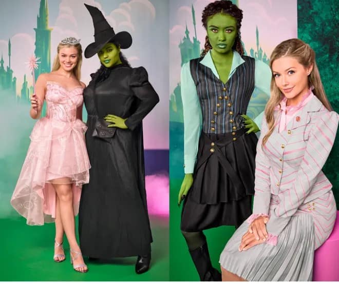 A couples halloween costume idea of Glinda and Elphaba from Wicked.