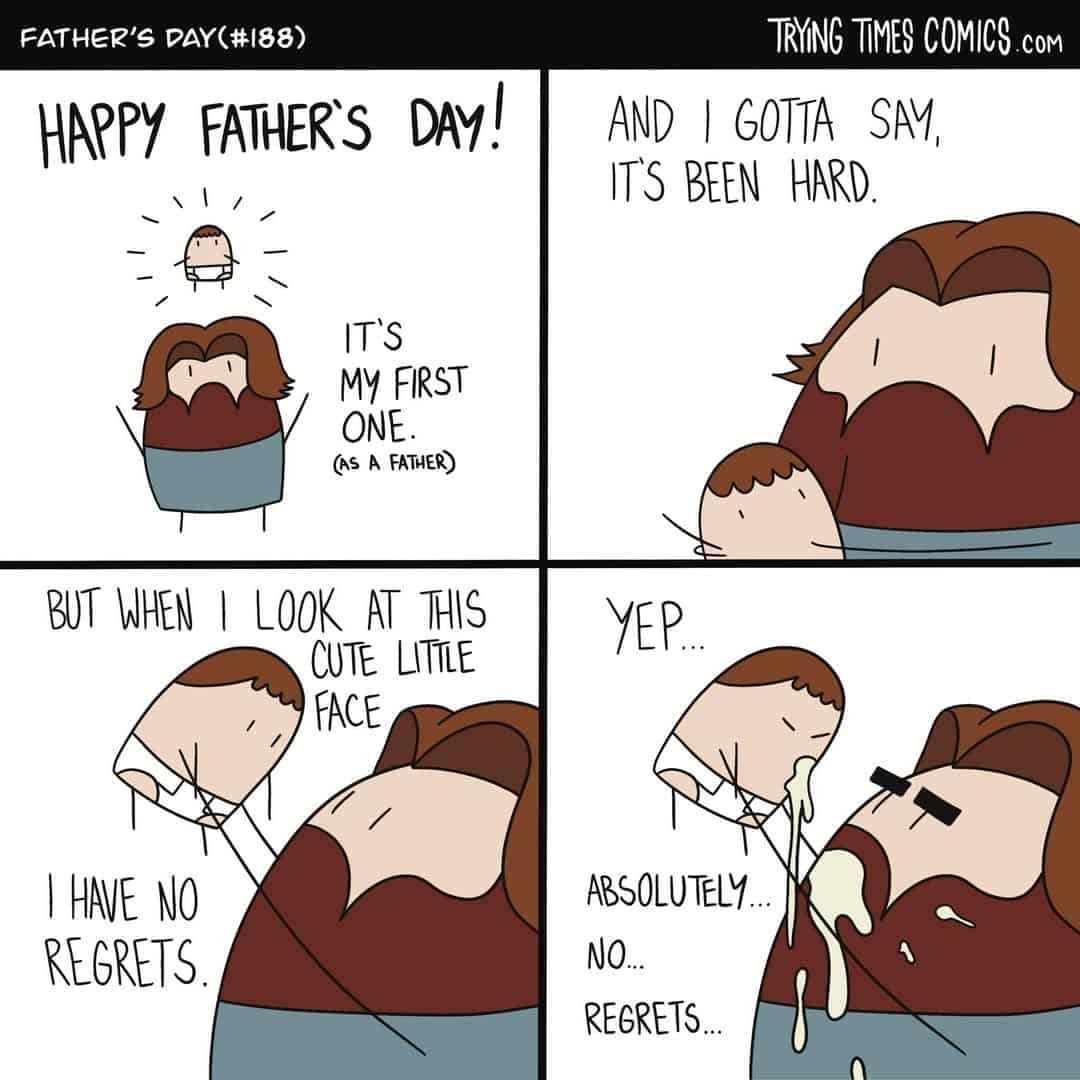 A funny dark humor comic about the gross reality of a first Father's Day.