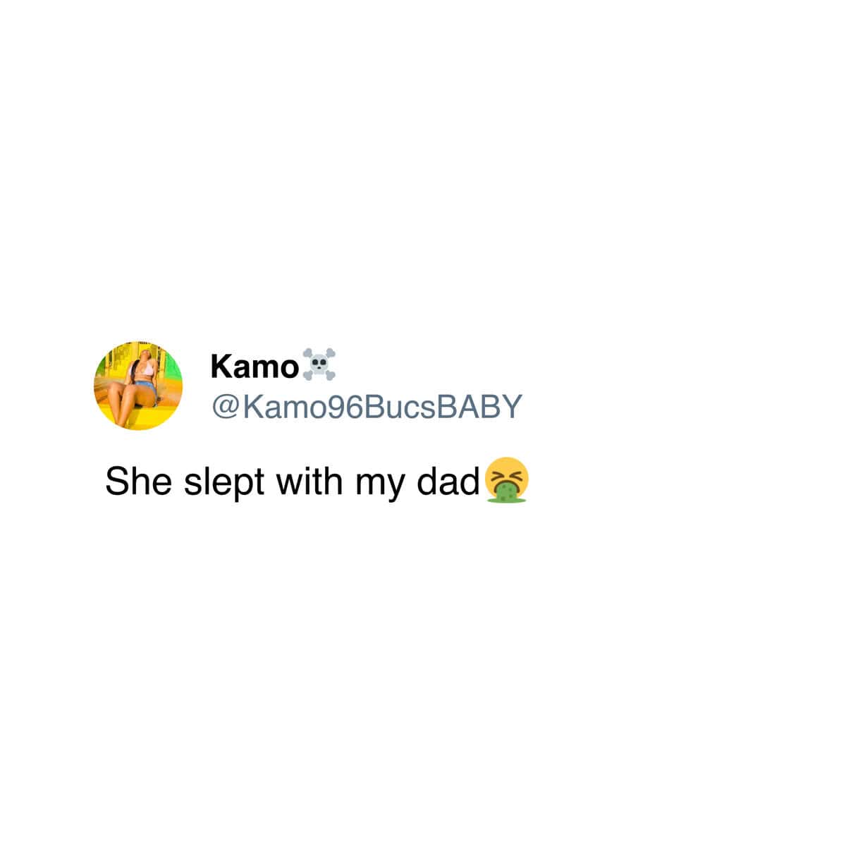 A short, shocking tweet where a user reveals that her supposed best friend slept with her father.