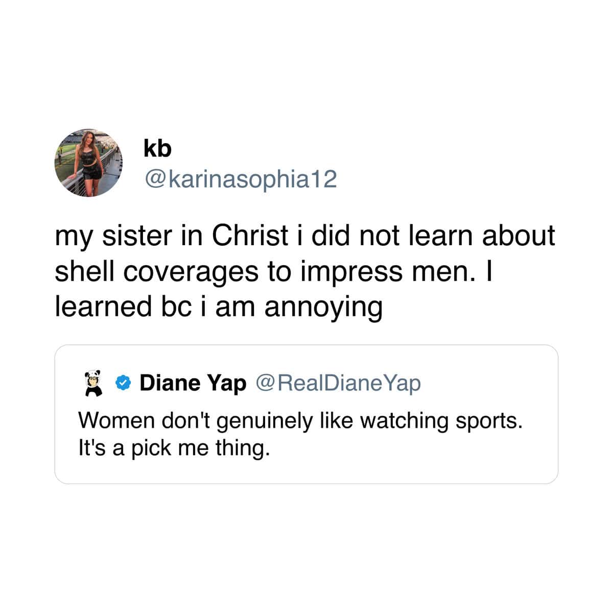 A funny quote tweet clapback explaining the real reason for learning sports trivia: being annoying.