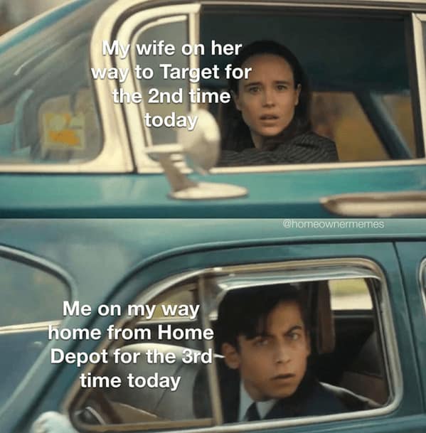 The Umbrella Academy meme used as a homeowner meme about endless trips to Target and Home Depot.