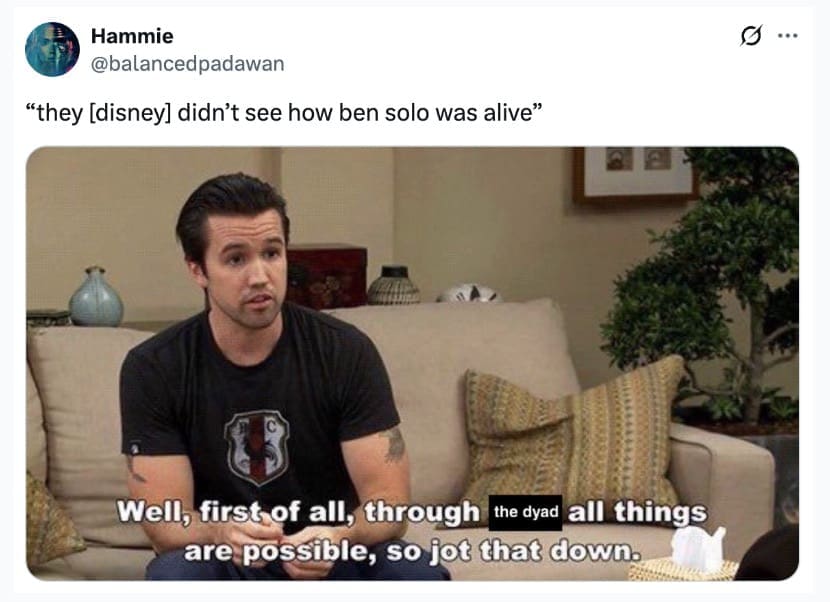 A Hunt for Ben Solo meme using Mac from 'It's Always Sunny' explaining how Ben Solo could be alive