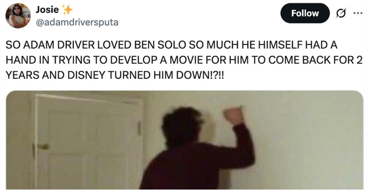 A collection of the best Hunt for Ben Solo memes reacting to Adam Driver's Star Wars movie revelation.