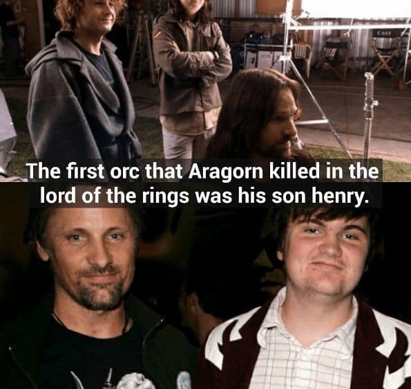 A funny Lord of the Rings fact revealing that the first orc Aragorn killed in the movies was played by Viggo Mortensen's son, Henry.