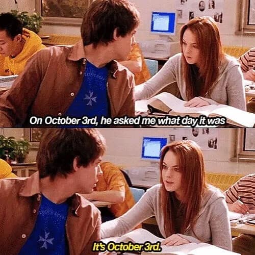 A funny Mean Girls meme using Cady's "the limit does not exist" line to describe an affinity for shredded cheese