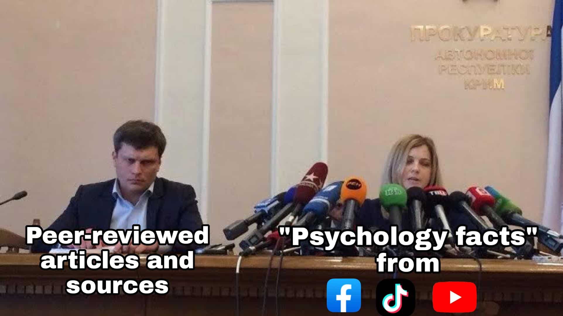 A psychology meme criticizing the spread of misinformation from social media versus actual research.