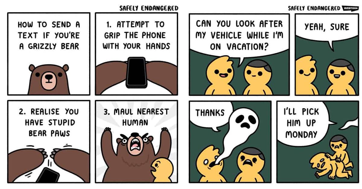 A gallery of the funniest and most relatable Safely Endangered comics and funny comic strips.