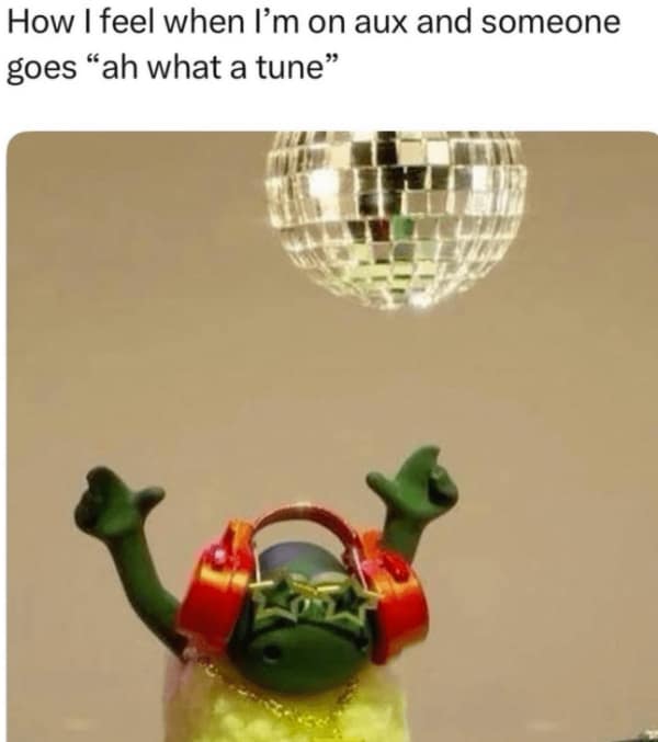 An uplifting meme about the validation of someone liking your music choice.