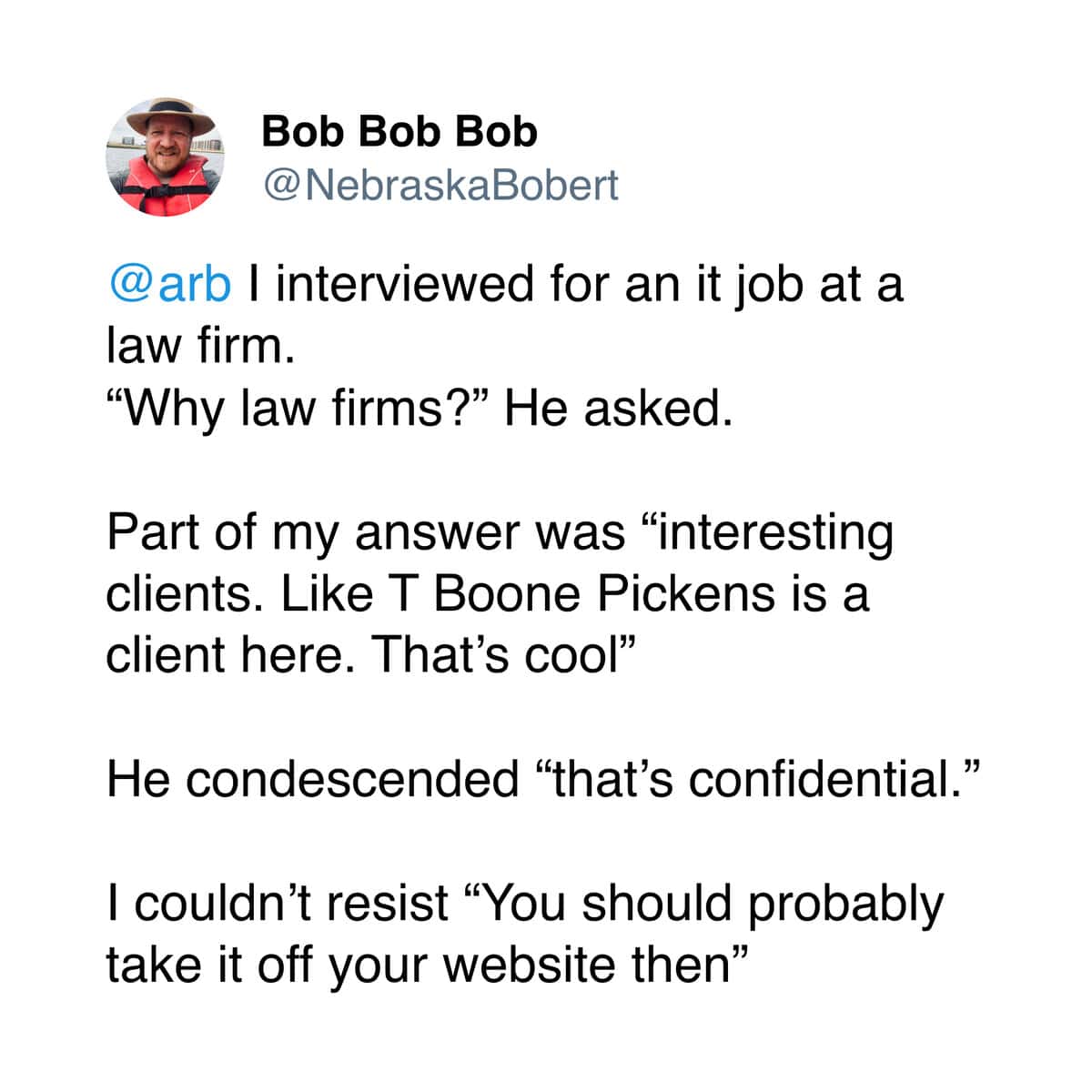 A story of a worst job interview where the applicant clapped back at a condescending interviewer.
