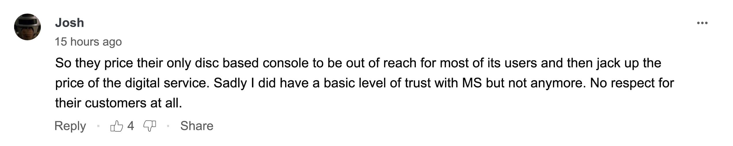 An Xbox Game Pass meme showing a user comment about Microsoft breaking their trust with the recent price hikes