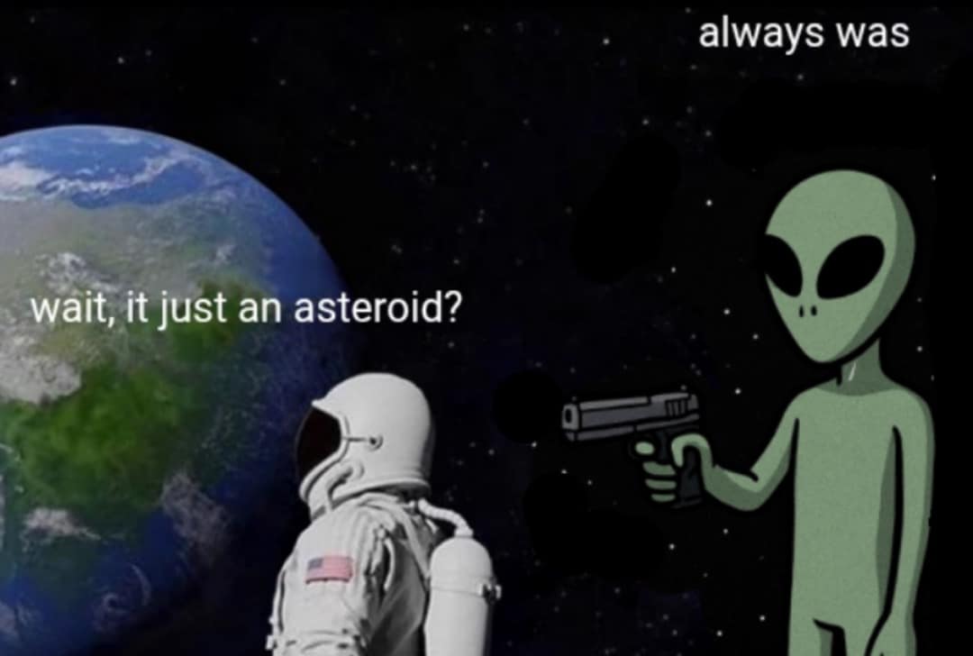 Astronaut and alien 3I ATLAS meme revealing the object is just an asteroid