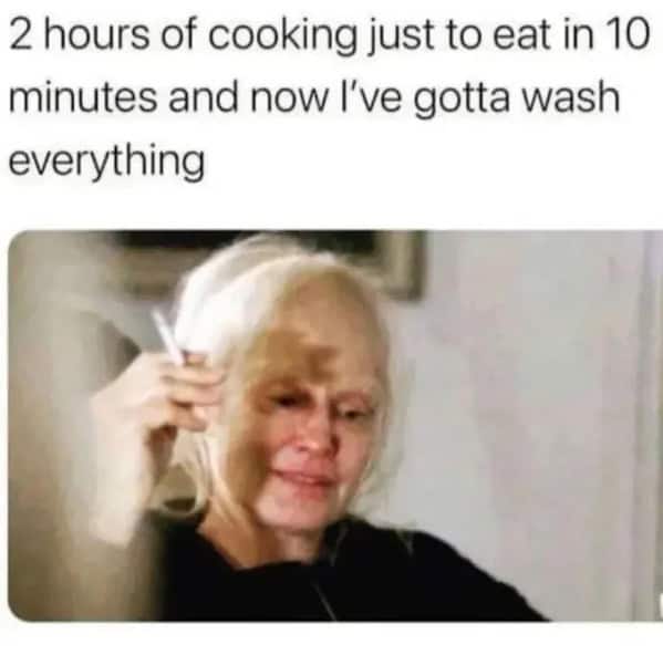 ADHD meme about cooking for 2 hours to eat in 10 minutes