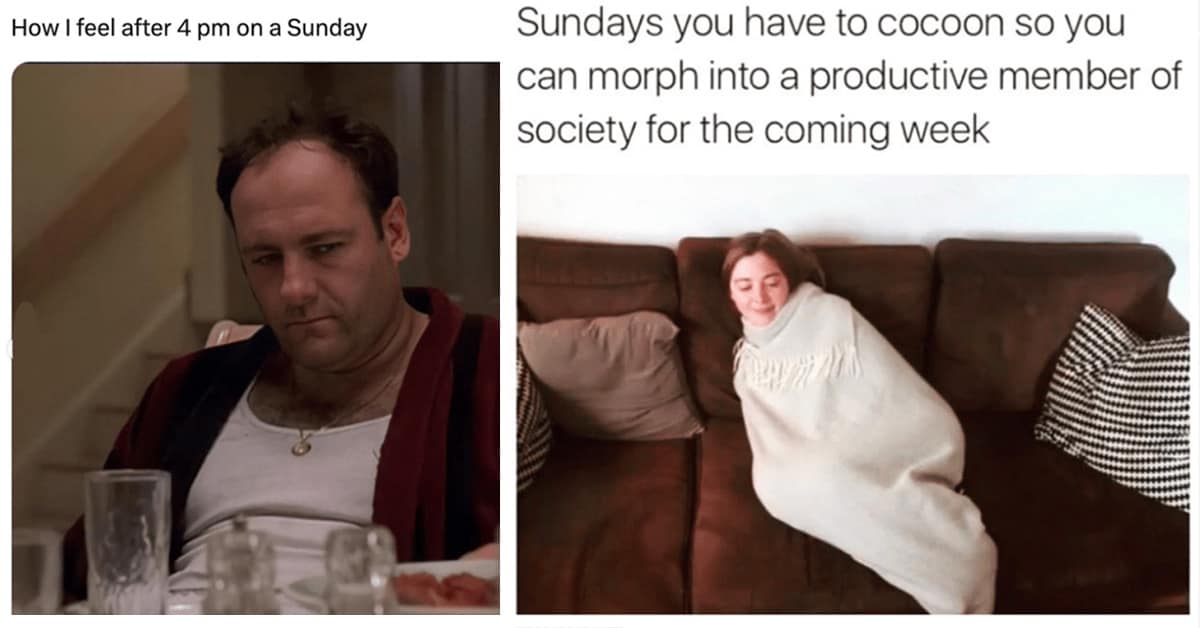 Compilation of the best Sunday meme images and Sunday scaries meme content.