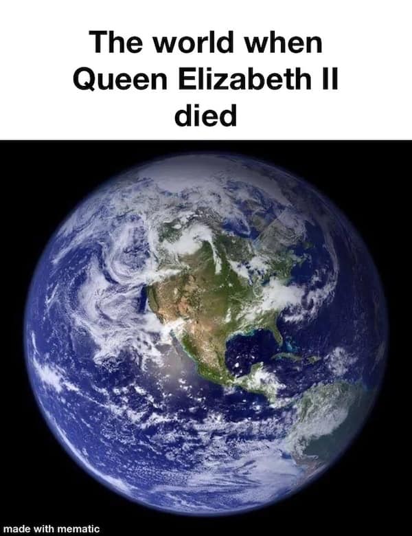 Image of planet Earth from space representing the world when Queen Elizabeth died.