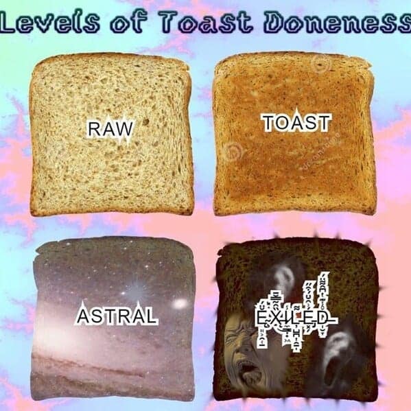 A bread meme showing a baguette used as a "sword" in a playful duel.