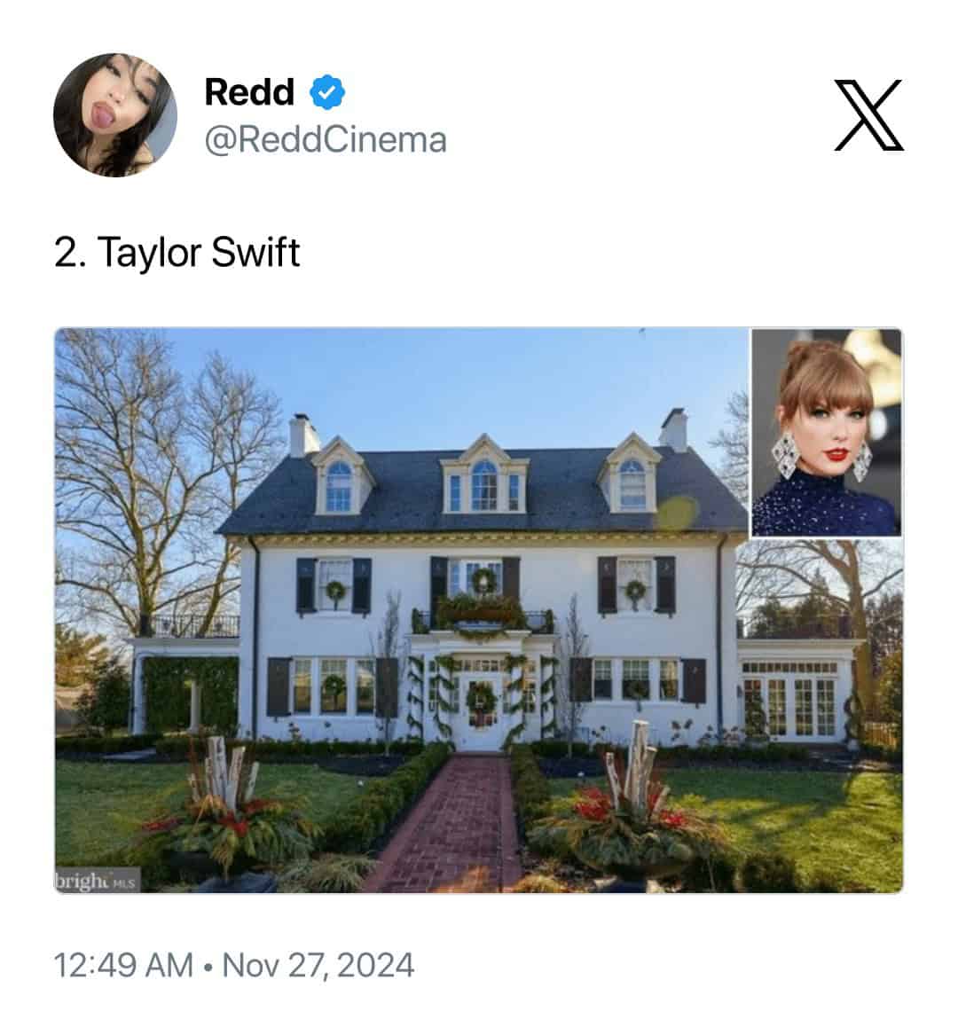 Sprawling white colonial-style mansion in Pennsylvania where Taylor Swift lived as a child.