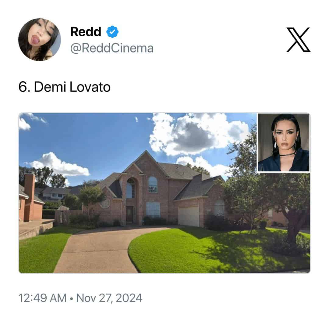 Traditional suburban brick house with a large lawn where Demi Lovato grew up.