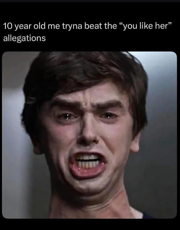 Classic meme using the Good Doctor to mock defending childhood crushes