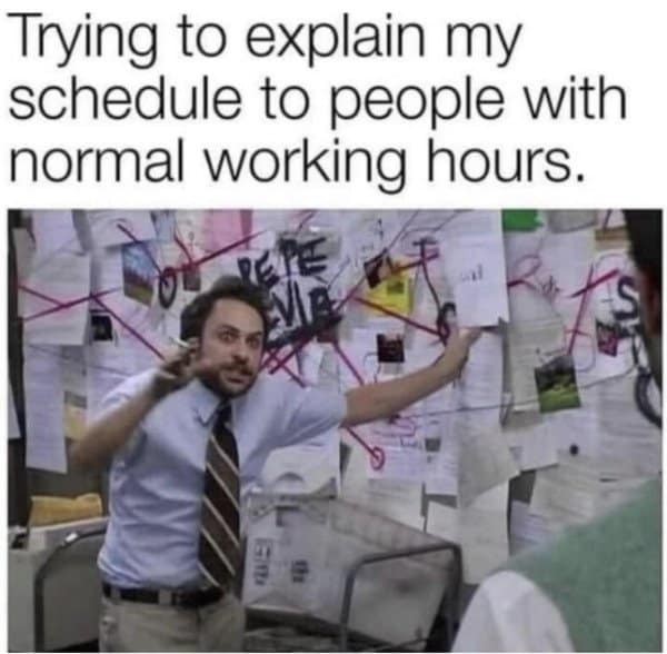 The classic meme of Charlie Day from It's Always Sunny, frantically explaining a conspiracy board