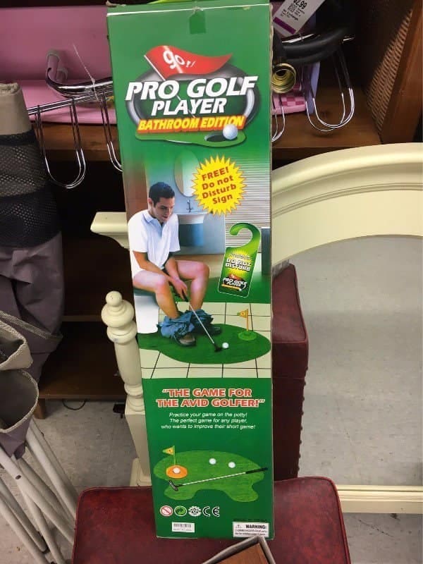 Box for Pro Golf Player Bathroom Edition toilet mini golf game.