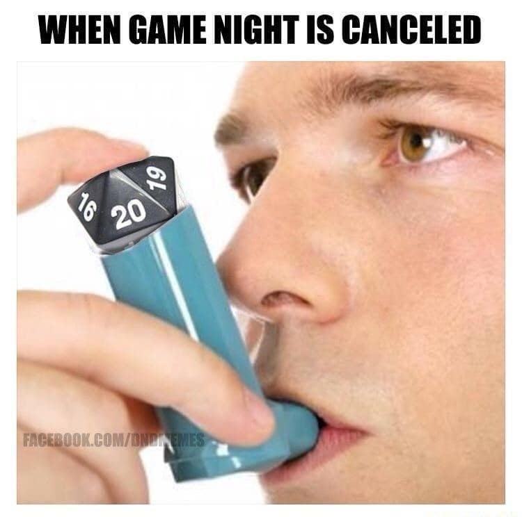 d&d meme showing an inhaler filled with a d20 die.