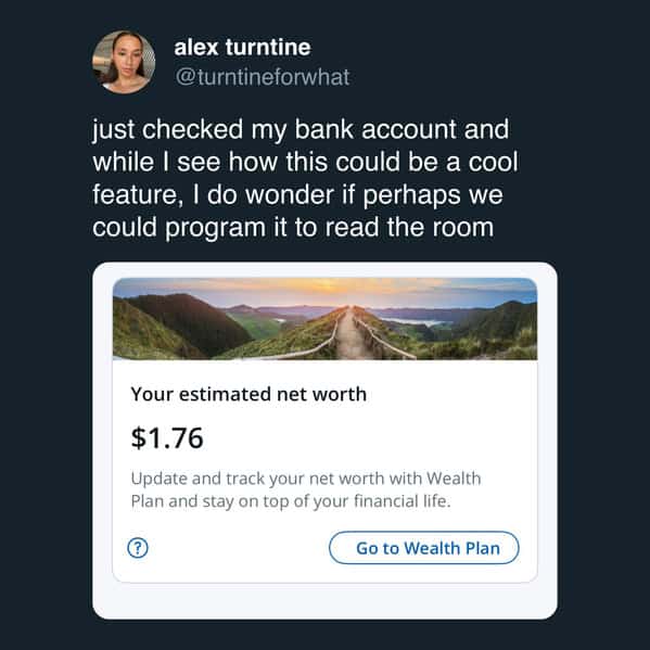 funniest tweets by women mocking a bank app's wealth plan feature